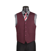 Terra Collection: Burgundy Solid Color Single Breasted Slim Fit Vest