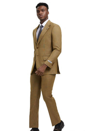 Textured 3-Piece Hybrid Fit Suit with Double-Breasted Vest - Oatmeal