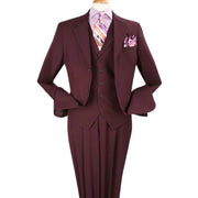 Burgundy 3 Piece Suit Classic Fit Notch Lapel Vest
