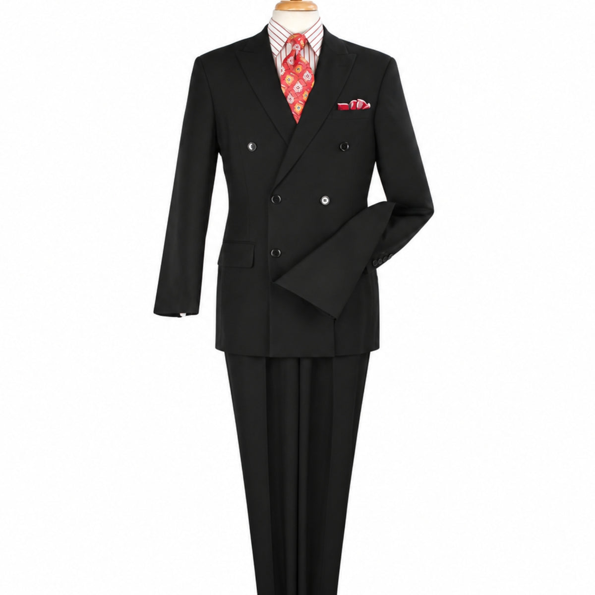 Men’s black high double-breasted modern-fit 2-piece suit