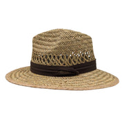 Natural Panama Rush Straw Safari Hat with Brown 3 Pleat Cotton Band