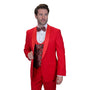 Quantum Collection: Red Tailored Fit Tuxedo, 3-Piece with Flat Front Pants and Bow Tie