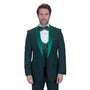 Quantum Collection: Hunter Green Tailored Fit Tuxedo, 3-Piece with Flat Front Pants and Bow Tie