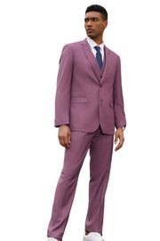 Textured 3-Piece Hybrid Fit Suit with Four-Button Vest - Purple