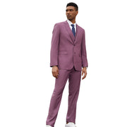 Textured 3-Piece Hybrid Fit Suit with Four-Button Vest - Purple by Stacy Adams