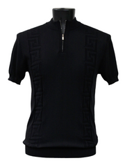 Men’s Black Short Sleeve Quarter Zip Sweater Shirt
