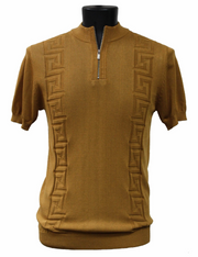 Men’s Gold Short Sleeve Quarter Zip Sweater Shirt