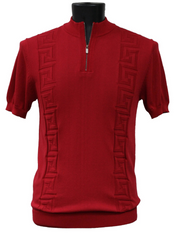 Men’s Red Short Sleeve Quarter Zip Sweater Shirt