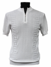 Men’s White Short Sleeve Quarter Zip Sweater Shirt