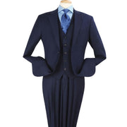 Luxury Wool Feel Navy Classic Fit 3-Piece Suit Set with Vest