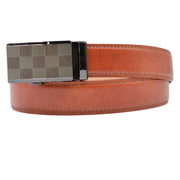 Men's Removable Buckle Checkered Dress Belt - Light Brown