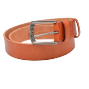 Men's Hammered-Metal Prong Buckle Dress Belt - Orange