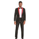 Floral Shawl Collar Blazer with Red Contrast Trim - Red/Black by Tazzio