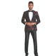 Floral Shawl Collar Blazer with Red Contrast Trim - Black/Red by Tazzio