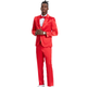 Men's Sharkskin 3-Pc Suit with Peak Lapel In Red- Skinny Fit by Tazzio