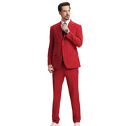 Men’s 3-Piece Solid Hybrid Fit Suit - Red