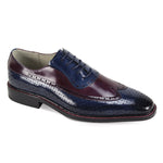 Ross Collection Blue & Burgundy Wingtip Brogue Oxford Shoes