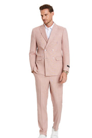 Pinstripe 3-Piece Slim Fit Suit with Peak Lapel - Rose