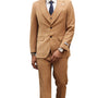 Classifyer Collection: 3 Piece Men's Windowpane Hybrid Fit Suit In Rust