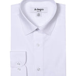 Men's Basic Slim Fit Dress Shirt in White - Full Button Up with Standard Collar