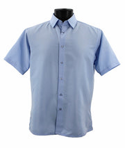Men's Blue Tone-on-Tone Micro-Dot Short Sleeve Shirt