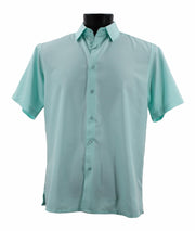 Men's Sea Green Tone-on-Tone Micro-Dot Short Sleeve Shirt