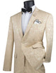 PoshPunto Collection: Beige 2 Piece Tone on Tone Paisley Print Single Breasted Slim Fit Suit