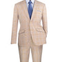 Moderno Collection: Beige 2 Piece Glen Plaid Single Breasted Slim Fit Suit