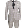 Moderno Collection: Grey 2 Piece Glen Plaid Single Breasted Slim Fit Suit