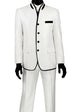 FabricFantasy Collection: White 2 Piece Banded Collar Sharkskin Single Breasted Slim Fit Suit