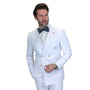 Echelon Collection: White 2-Piece Tailored Fit Double-Breasted Suit with Gold Buttons