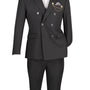 Shapley Collection: Black 2-Piece Slim Fit Double Breasted Suit in Luxurious Stretch Fabric
