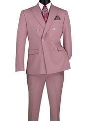 Men’s Double-Breasted Slim Fit Stretch Suit Peak Lapel - Lilac
