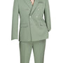 Shapley Collection: Sage Green 2-Piece Slim Fit Double Breasted Suit in Luxurious Stretch Fabric