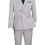 Shapley Collection: Silver 2-Piece Slim Fit Double Breasted Suit in Luxurious Stretch Fabric