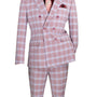Miwega Collection: Adobe Rose Windowpane 2-Piece Slim Fit Double Breasted Suit