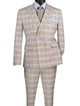Miwega Collection: Tan Windowpane 2-Piece Slim Fit Double Breasted Suit