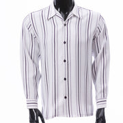 Montique Grape Stripe Long Sleeve Button-Down Shirt