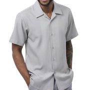 Montique Grey Solid Short Sleeve Shirt
