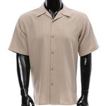 Crater Collection: Men’s Oatmeal Linen Feel Short Sleeve Shirt