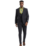 Men’s 3-Piece Solid Hybrid Fit Suit - Dark Grey