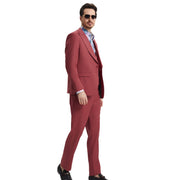 Men’s 3-Piece Solid Hybrid Fit Suit - Coral