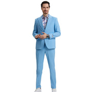 Men’s 3-Piece Solid Hybrid Fit Suit - Sky Blue