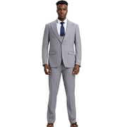 Men’s 3-Piece Solid Hybrid Fit Suit - LT Grey