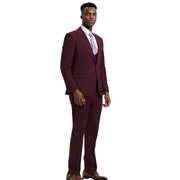 Men’s 3-Piece Solid Hybrid Fit Suit - Burgundy