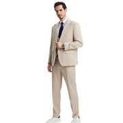 Men’s 3-Piece Solid Hybrid Fit Suit - Tan