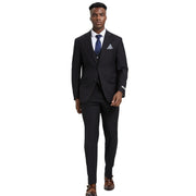 Men’s 3-Piece Solid Hybrid Fit Suit - Black