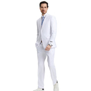 Men’s 3-Piece Solid Hybrid Fit Suit - White