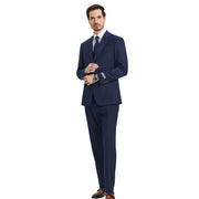 Men’s 3-Piece Solid Hybrid Fit Suit - Navy