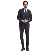 Men’s 3-Piece Solid Hybrid Fit Suit - Charcoal